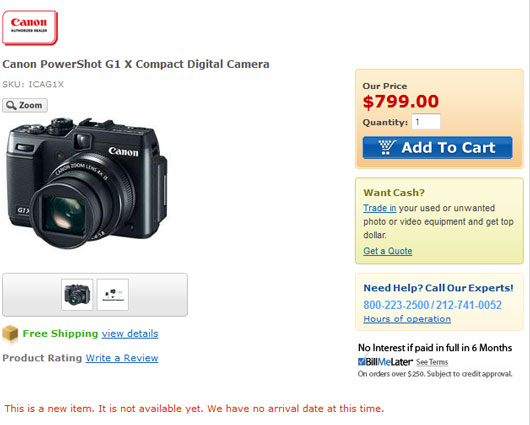 Canon G1 X Pre-Order