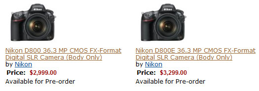 Nikon D800 pre-order