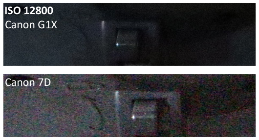 Canon G1X vs 7D ISO 12800