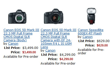 Canon 5d mark III pre- order