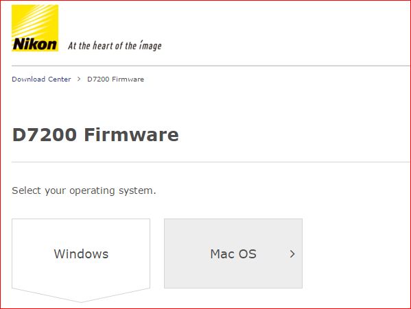Nikon D7200 firmware update