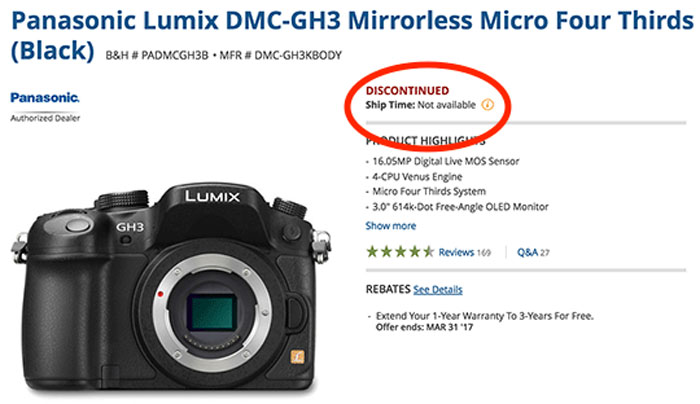 Panasonic GH3 camera terminated