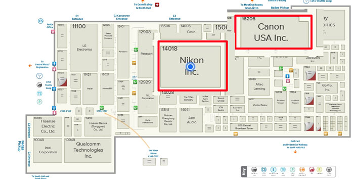 Nikon and Canon Booth information CES 2018