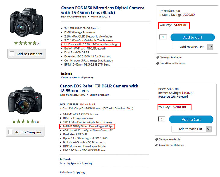 Canon 4k Dslr Camera List