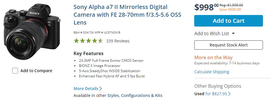 Sony a7 II Alpha Cámara Mirrorless 28-70mm