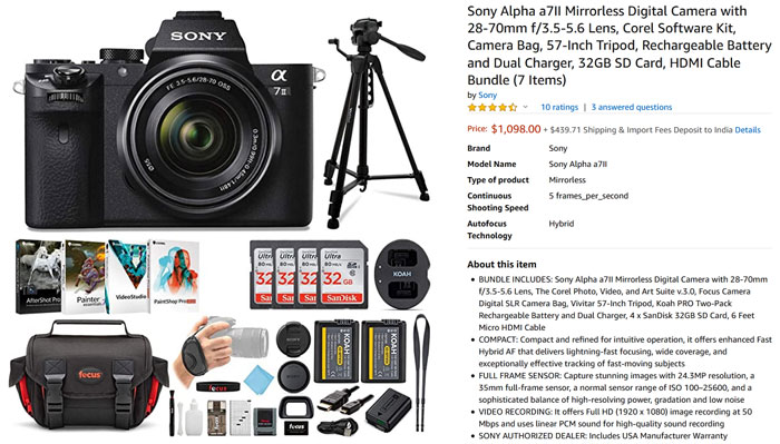 Sony a7 II Mirrorless Camera with 28-70mm Lens ILCE7M2K/B B&H