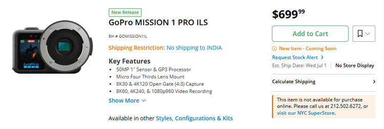 Go pro mission camera 